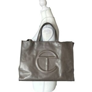Y2K Grey Faux Leather Style Embellished Shoulder Tote Bag
